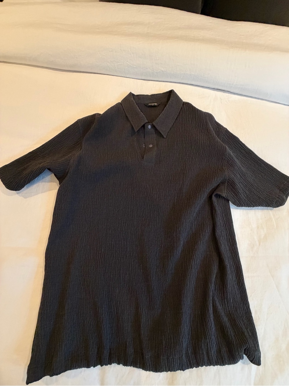 Men's Black Textured Polo Shirt